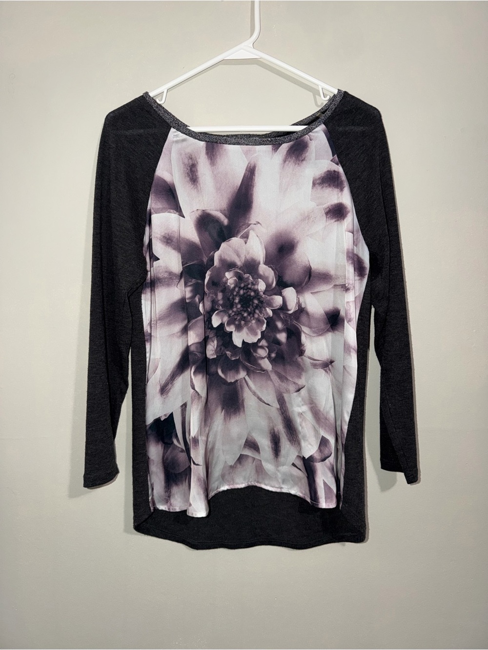DB Established 1962 Black & Purple Floral Long Sleeve Top